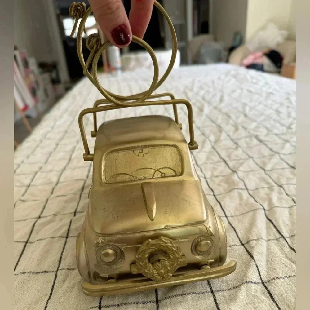 Anthropologie Brass wine bottle holder home decor bar cart bows car gift gold